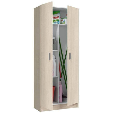 Multi-Tall Oak Effect 2-Door Utility Universal Storage Cupboard - 3292 - UK Luxury Furniture